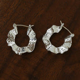 Hammered Ripple Texture Hoop Earrings - floysun