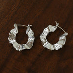 Hammered Ripple Texture Hoop Earrings - floysun