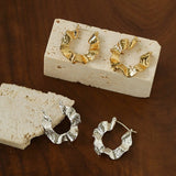 Hammered Ripple Texture Hoop Earrings - floysun