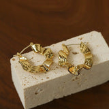 Hammered Ripple Texture Hoop Earrings - floysun