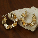 Hammered Ripple Texture Hoop Earrings - floysun