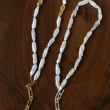 Hammered Textured Metal Spacer Baroque Toothpick Pearl Necklace - floysun