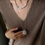 Hammered Textured Metal Spacer Baroque Toothpick Pearl Necklace - floysun