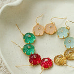 Hand - Carved Glass Flower Drop Earrings - floysun