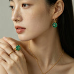 Hand - Carved Glass Flower Drop Earrings - floysun