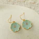 Hand - Carved Glass Flower Drop Earrings - floysun
