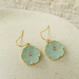 Hand - Carved Glass Flower Drop Earrings - floysun