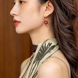 Hand - Carved Glass Flower Drop Earrings - floysun