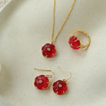 Hand - Carved Glass Flower Drop Earrings - floysun