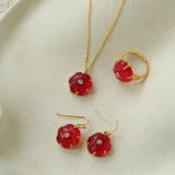 Hand - Carved Glass Flower Drop Earrings - floysun