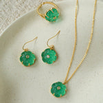 Hand - Carved Glass Flower Drop Earrings - floysun