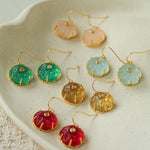 Hand - Carved Glass Flower Drop Earrings - floysun