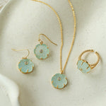 Hand - Carved Glass Flower Drop Earrings - floysun