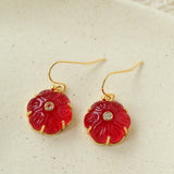 Hand - Carved Glass Flower Drop Earrings - floysun