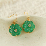 Hand - Carved Glass Flower Drop Earrings - floysun