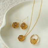 Hand - Carved Glass Flower Drop Earrings - floysun