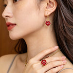 Hand - Carved Glass Flower Drop Earrings - floysun