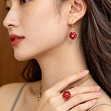 Hand - Carved Glass Flower Drop Earrings - floysun