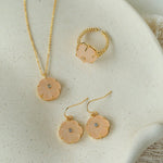 Hand - Carved Glass Flower Drop Earrings - floysun