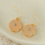 Hand - Carved Glass Flower Drop Earrings - floysun