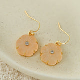 Hand - Carved Glass Flower Drop Earrings - floysun