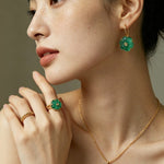 Hand - Carved Glass Flower Drop Earrings - floysun