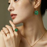 Hand - Carved Glass Flower Drop Earrings - floysun