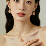 Hand - Carved Glass Flower Drop Earrings - floysun