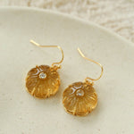 Hand - Carved Glass Flower Drop Earrings - floysun