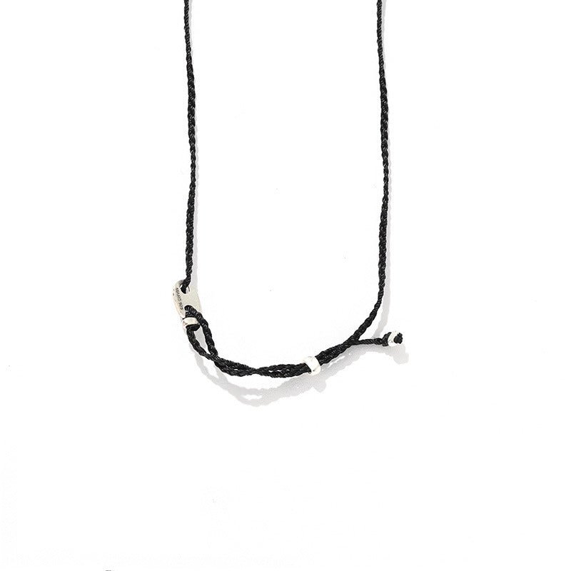 Hand-Hammered Large Heart Cord Necklace | Vintage Silver Sweater Chain - floysun