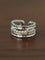 Hand Hammered Textured Inlaid Pearl Glass Adjustable Open Ring - floysun