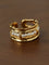 Hand Hammered Textured Inlaid Pearl Glass Adjustable Open Ring - floysun
