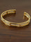 Hand Hammered Textured Inlaid Pearl Natural Stone Glass Open Cuff Bangle - floysun
