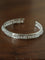 Hand Hammered Textured Inlaid Pearl Natural Stone Glass Open Cuff Bangle - floysun