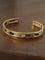 Hand Hammered Textured Inlaid Pearl Natural Stone Glass Open Cuff Bangle - floysun
