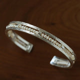Hand Hammered Textured Inlaid Pearl Natural Stone Glass Open Cuff Bangle - floysun