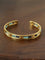 Hand Hammered Textured Inlaid Pearl Natural Stone Glass Open Cuff Bangle - floysun