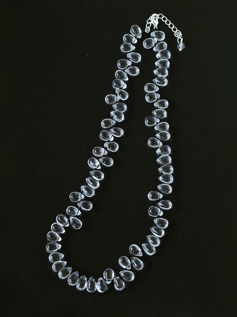 Hand-Knotted Teardrop Glass Bead Choker Necklace - floysun