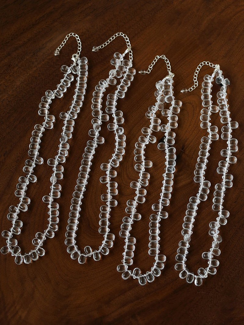 Hand-Knotted Teardrop Glass Bead Choker Necklace - floysun