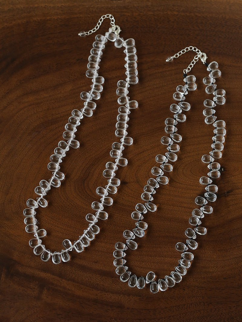 Hand-Knotted Teardrop Glass Bead Choker Necklace - floysun