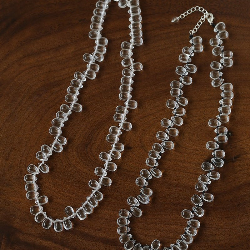 Hand-Knotted Teardrop Glass Bead Choker Necklace - floysun