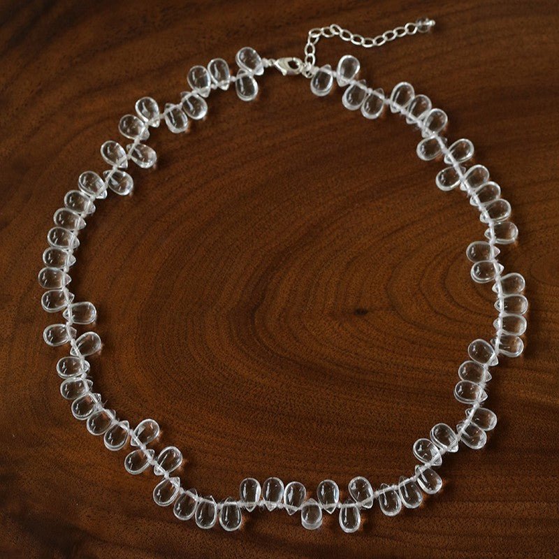 Hand-Knotted Teardrop Glass Bead Choker Necklace - floysun