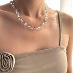 Hand-Knotted Teardrop Glass Bead Choker Necklace - floysun