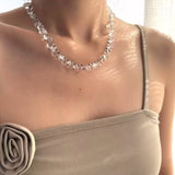 Hand-Knotted Teardrop Glass Bead Choker Necklace - floysun