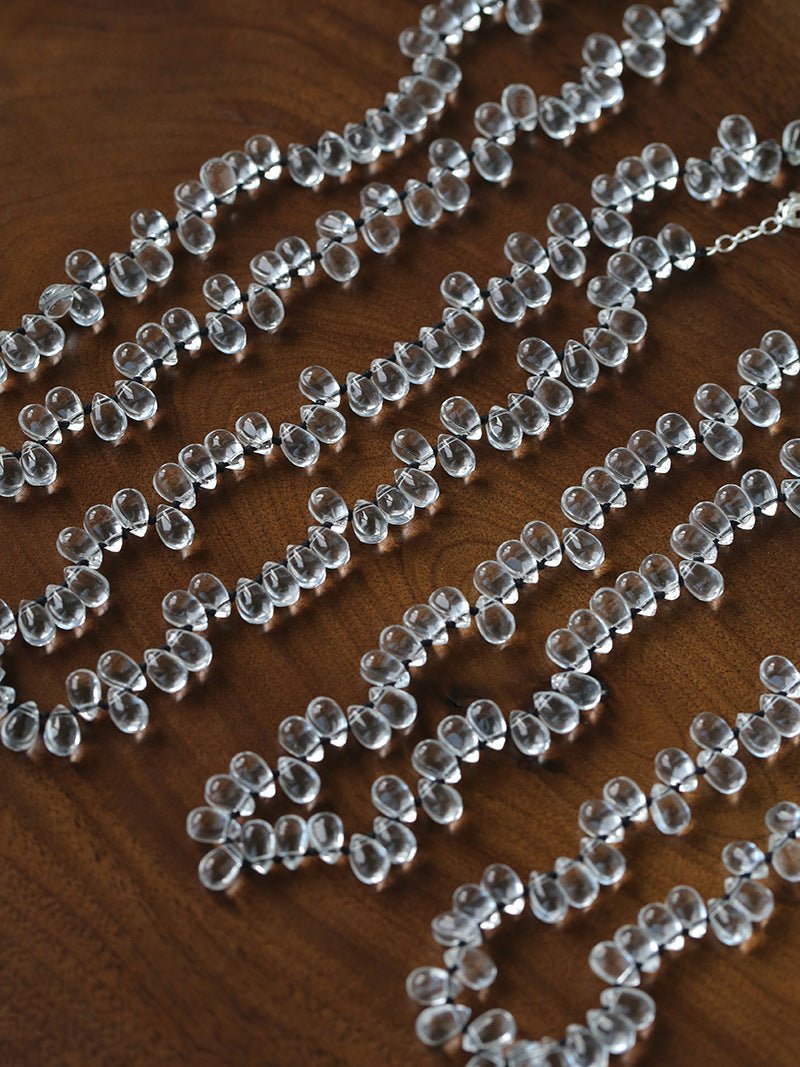 Hand-Knotted Teardrop Glass Bead Choker Necklace - floysun