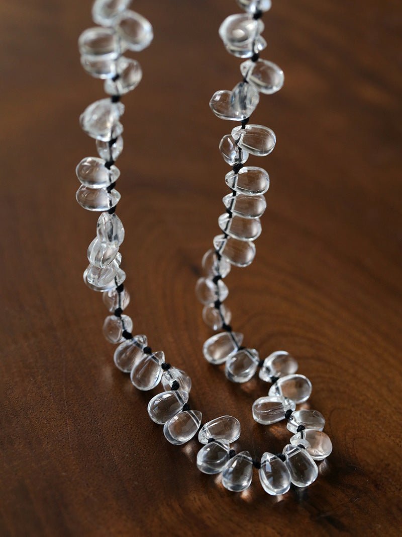 Hand-Knotted Teardrop Glass Bead Choker Necklace - floysun