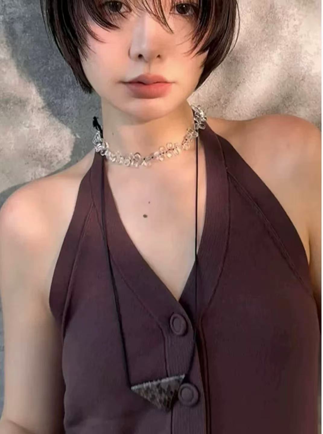 Hand-Knotted Teardrop Glass Bead Choker Necklace - floysun