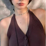 Hand-Knotted Teardrop Glass Bead Choker Necklace - floysun