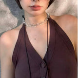 Hand-Knotted Teardrop Glass Bead Choker Necklace - floysun