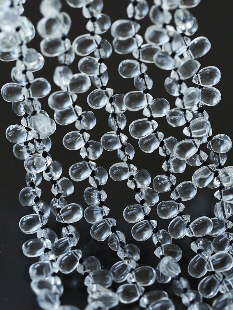 Hand-Knotted Teardrop Glass Bead Choker Necklace - floysun